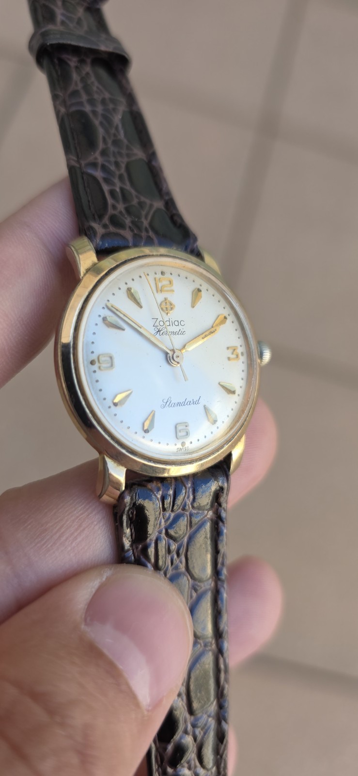 Vintage ZODIAC HERMETIC Standard Cal 60 Ref 764 Men’s 32mm Gold Plated Watch