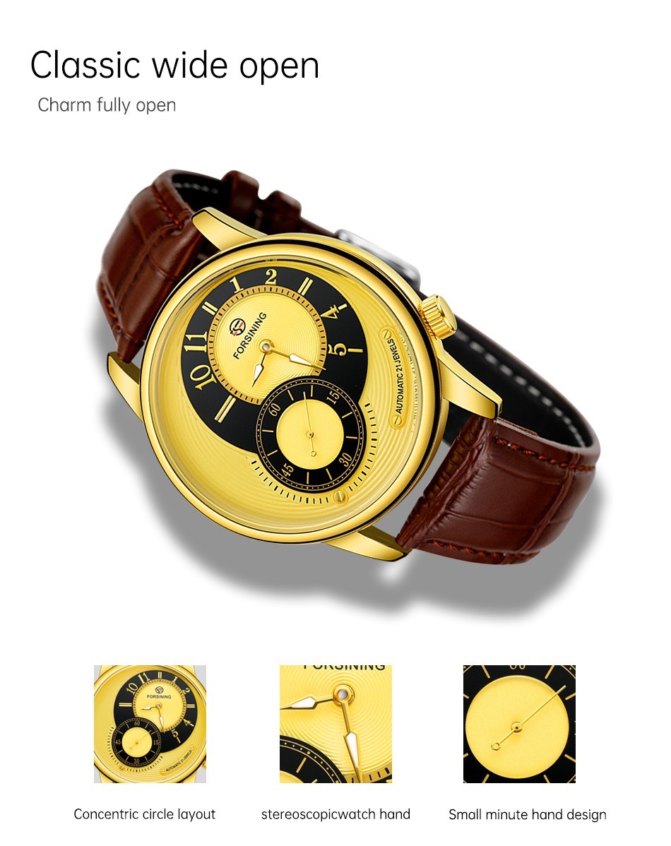 Forsining Mechanical Automatic Luxury Men’s Watch 3ATM Leather Strap