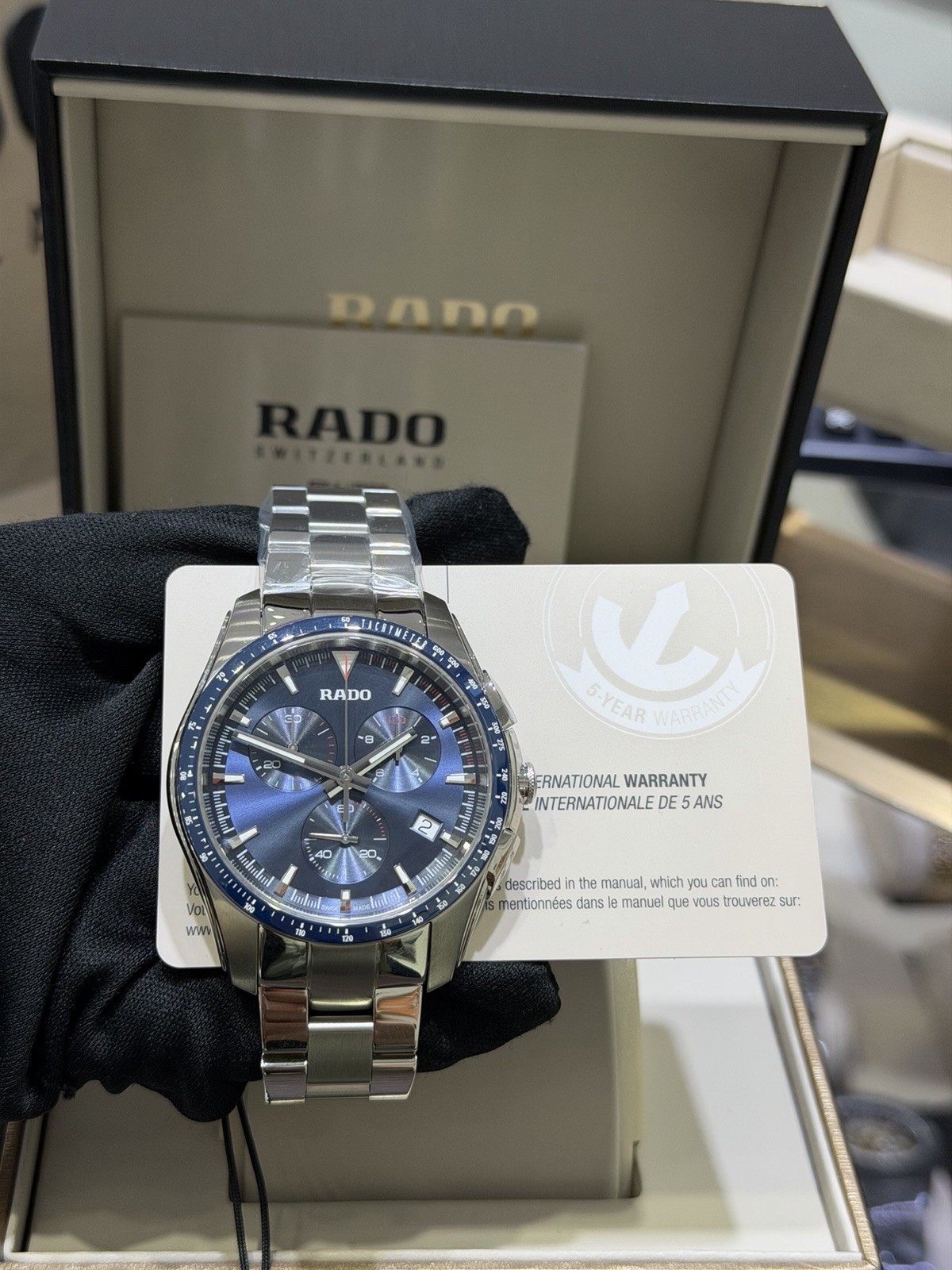 New Rado Hyperchrome Chronograph Blue Dial Stainless Steel Men’s Watch R32259203
