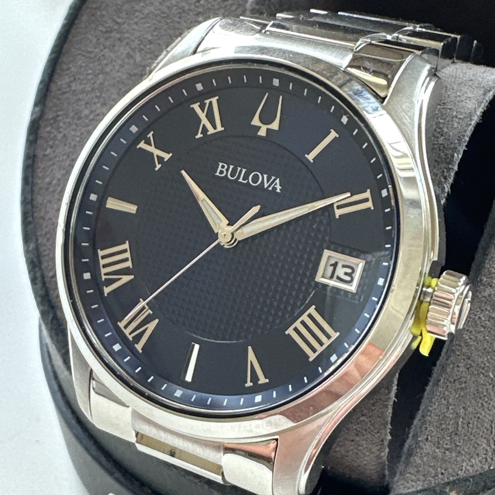 Bulova Wilton Men’s Quartz Silver-Tone Blue Dial Watch 41MM 96B386