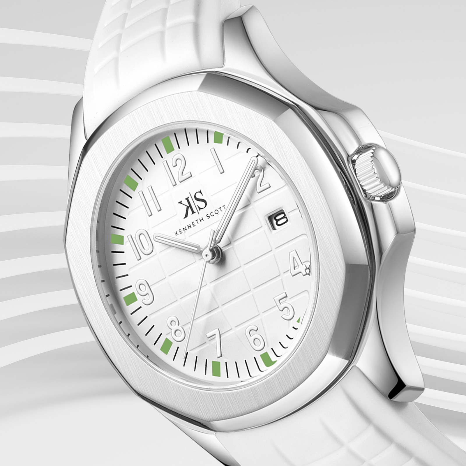 Kenneth Scott Men’s Analog Watch | White Dial, 45mm, 30 m (3 ATM)