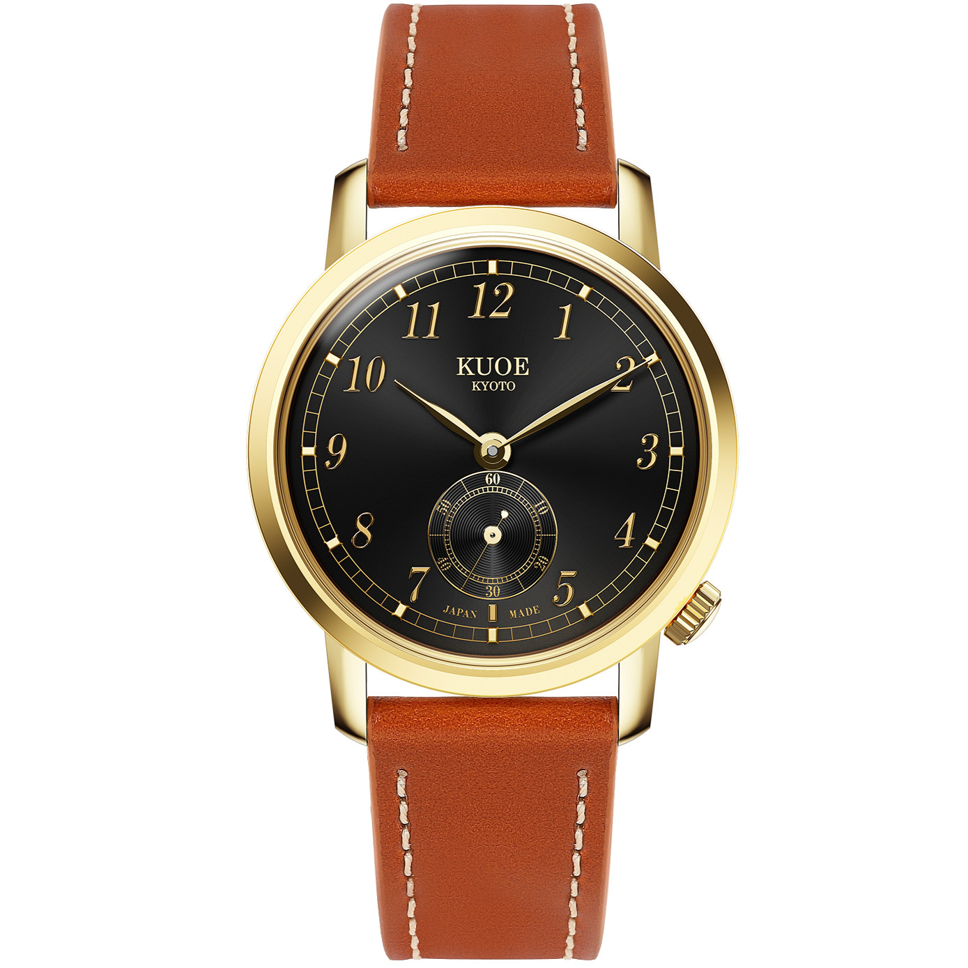 KUOE KYOTO OLD SMITH 90-007 Small Seconds Automatic Black Dial Whiskey Leather