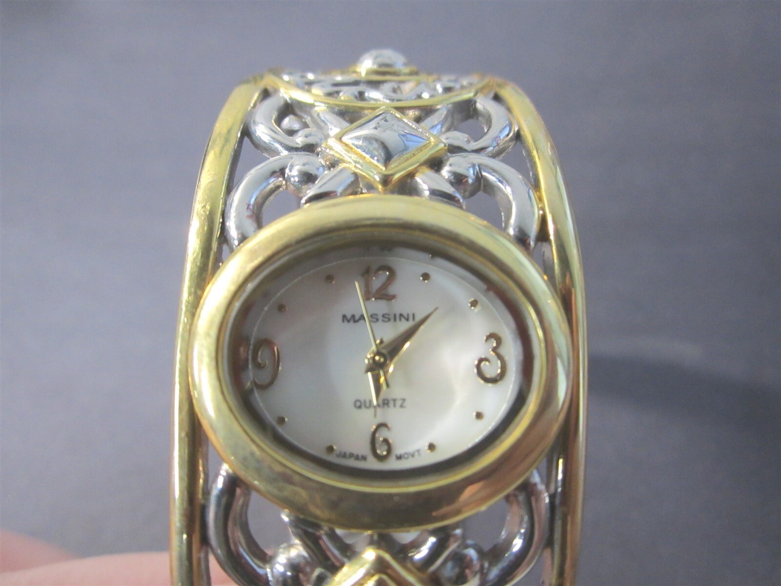 Vintage Massini Silver and Gold Tone Quartz Womens Bracelet Watch