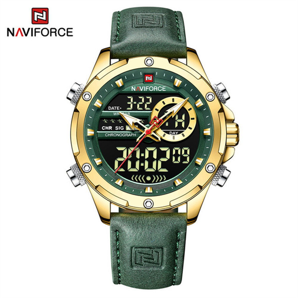 NAVIFORCE Men Digital Watch Chronograph Quartz Wristwatch LED Alarm Sport Watch