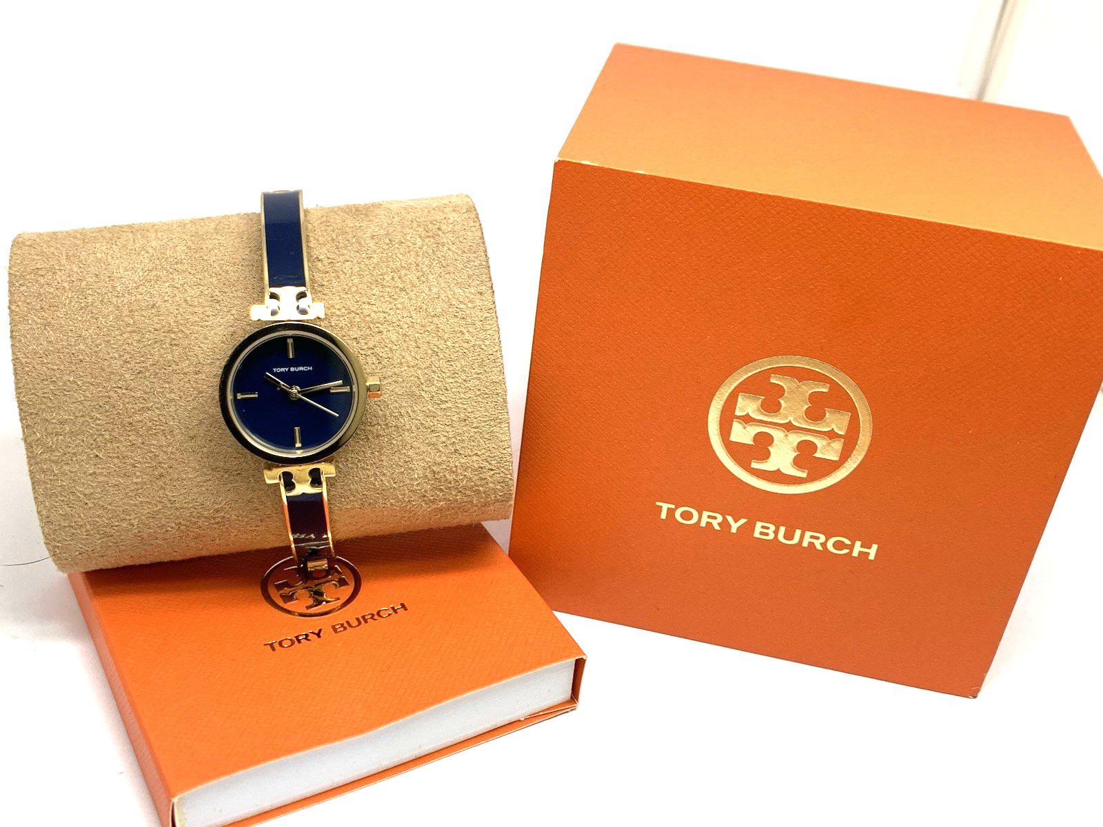 Tory Burch Women’s Watch TBW1400 Kira Gold Blue Dial Bangle Petite 22mm Steel