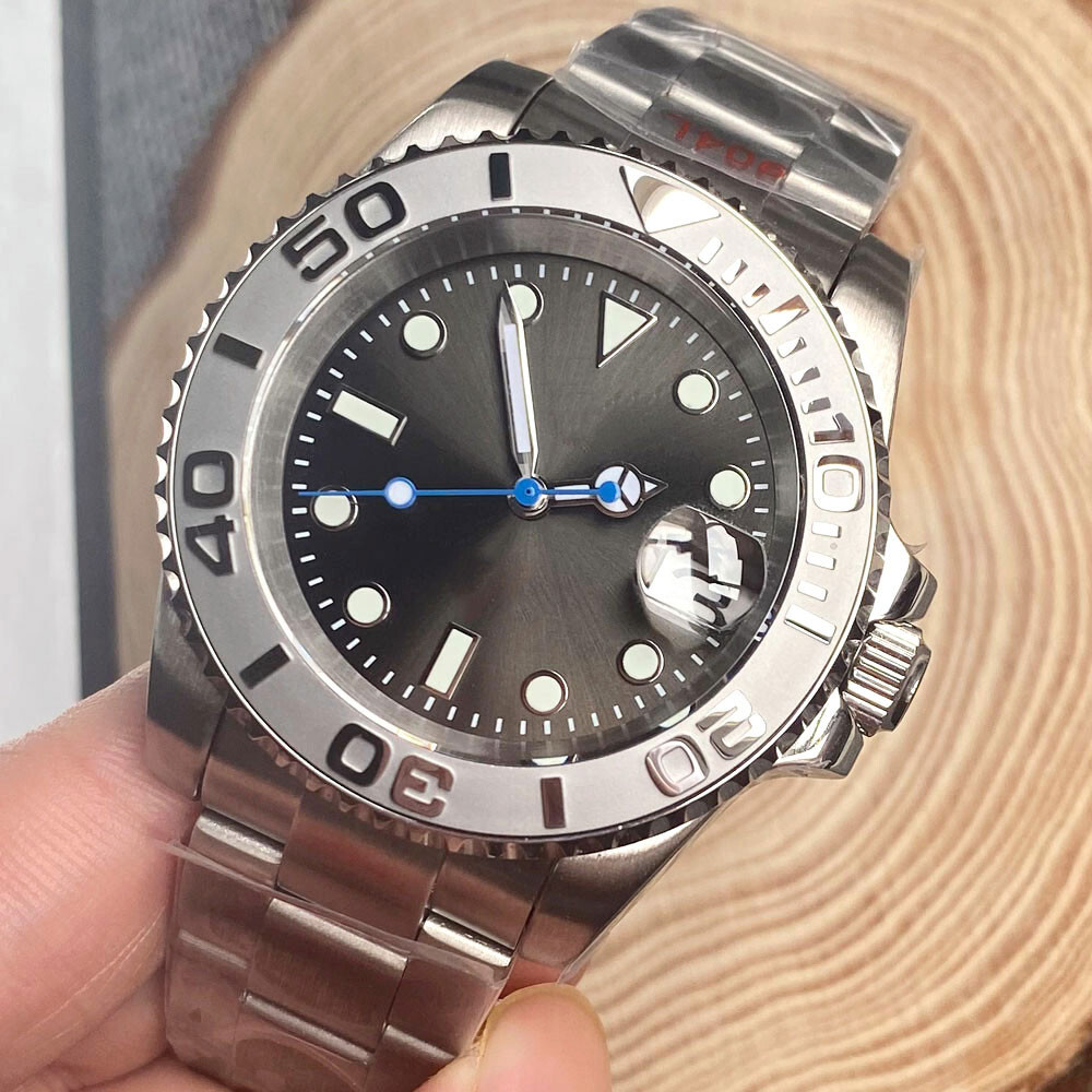 40mm Sterile Gray Dial NH35 Date Automatic Mens Diving Watch Sapphire Glass