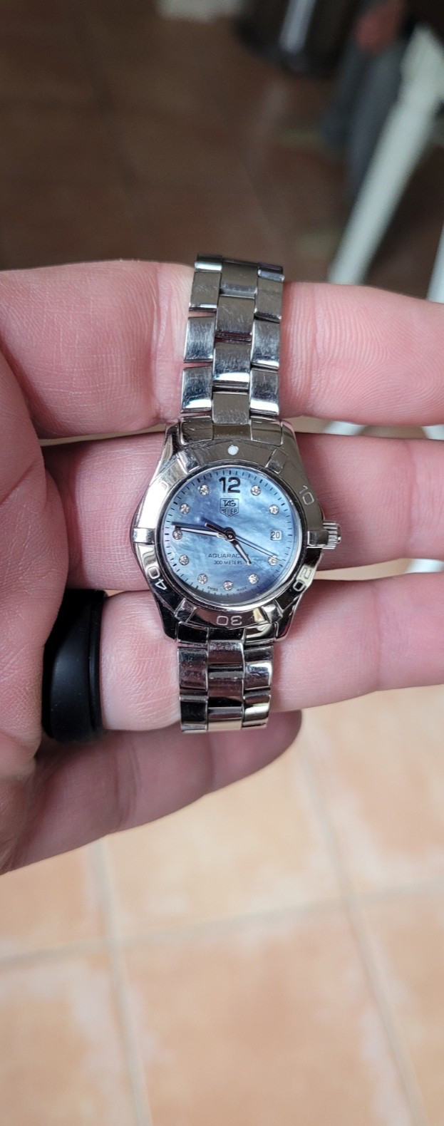 Tag Heuer WAF1419.BA0824 Womens Aquaracer Quartz Watch Diamonds Blue Purple 300M