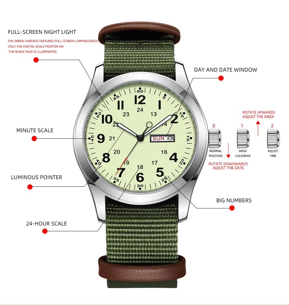 New Watch Quartz Speedometer Luminous Dial 42mm Glow in the Dark Luminous Dial