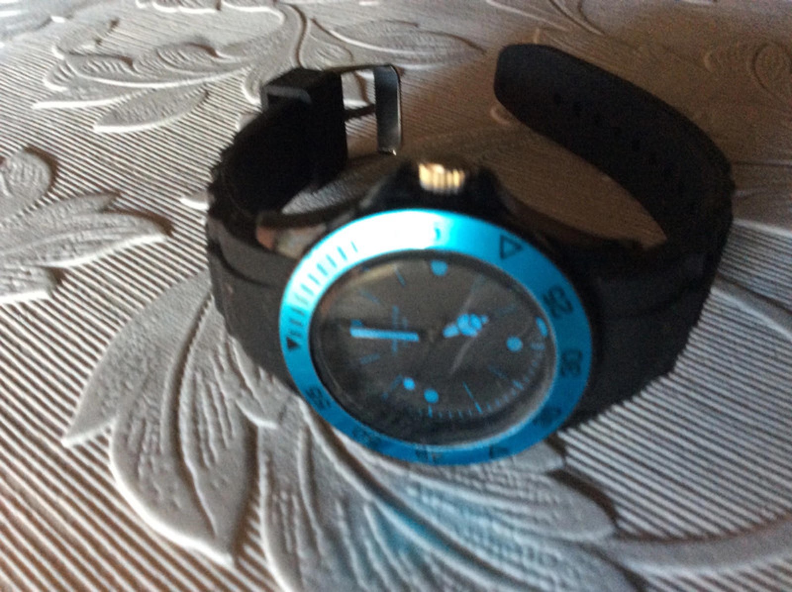 Identity London watch with blue and black rubber strap watch