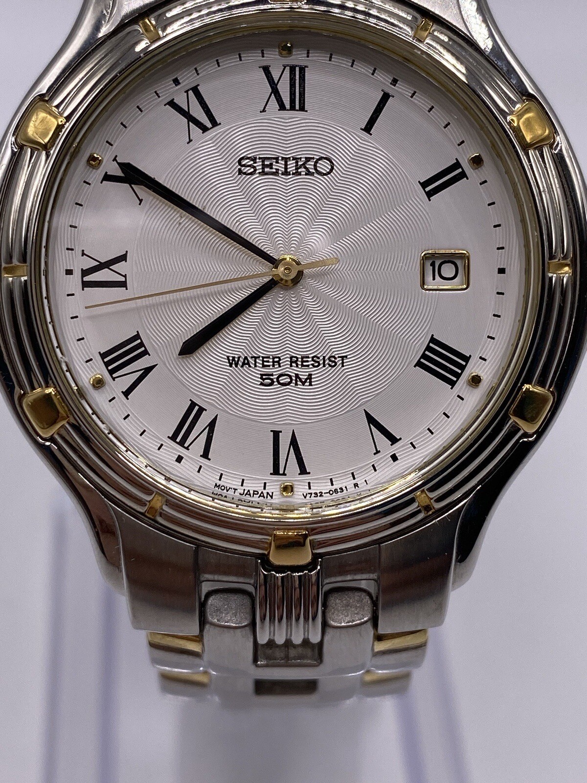 Vintage Seiko 5 Bar V732-0631 2 Tones Stainless Steel Men’s Date Dial Watch