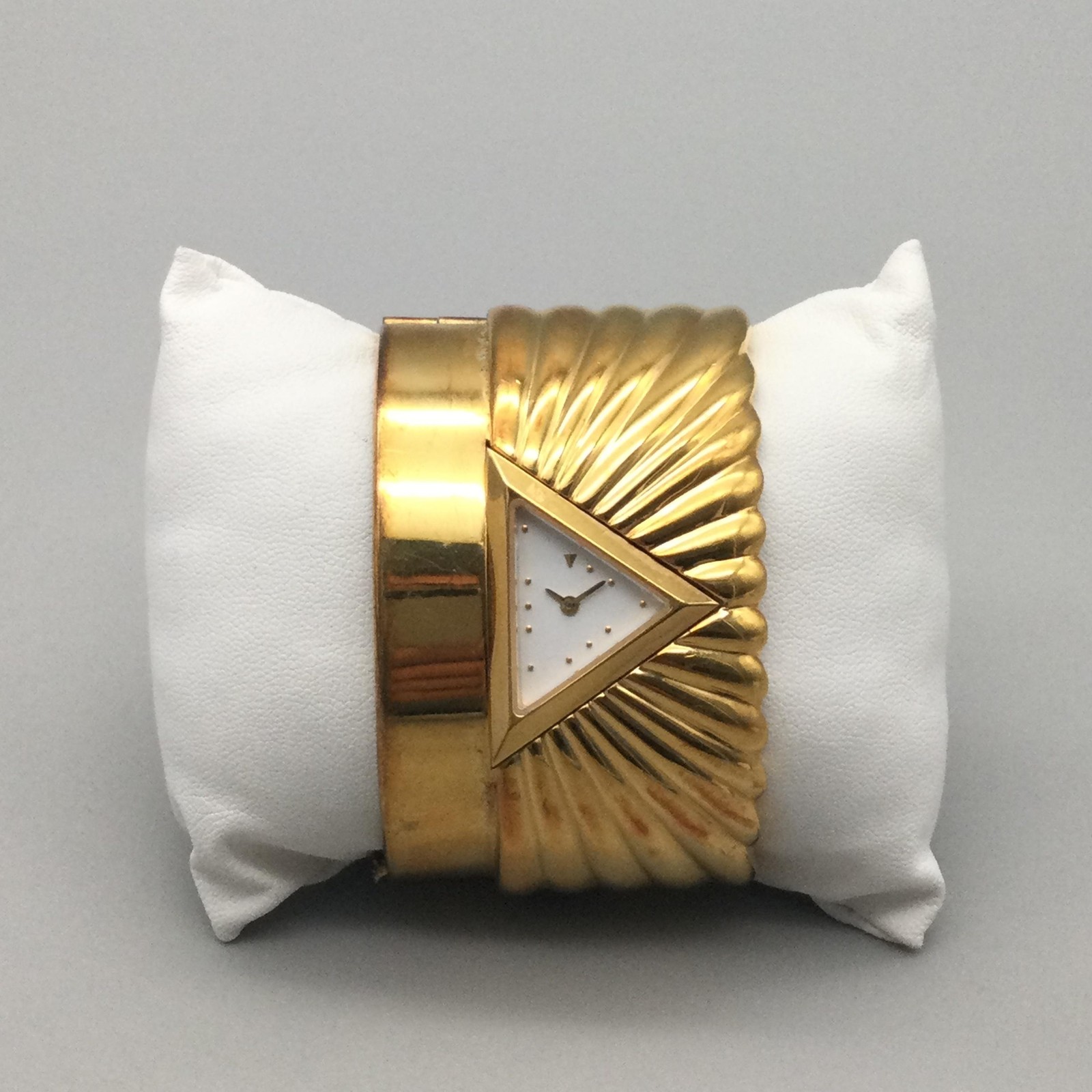 Vintage Franklin Mint Watch Womens 40mm Triangular Dial Gold Tone New Battery