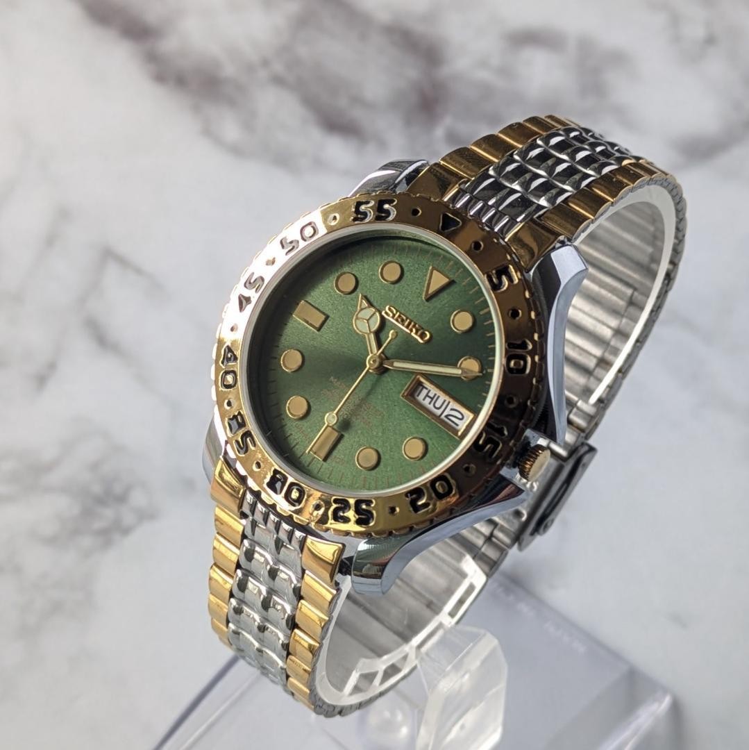 SEIKO 1980-1989 Green Dial Automatic Watch 35mm Wrist 20cm From Japan