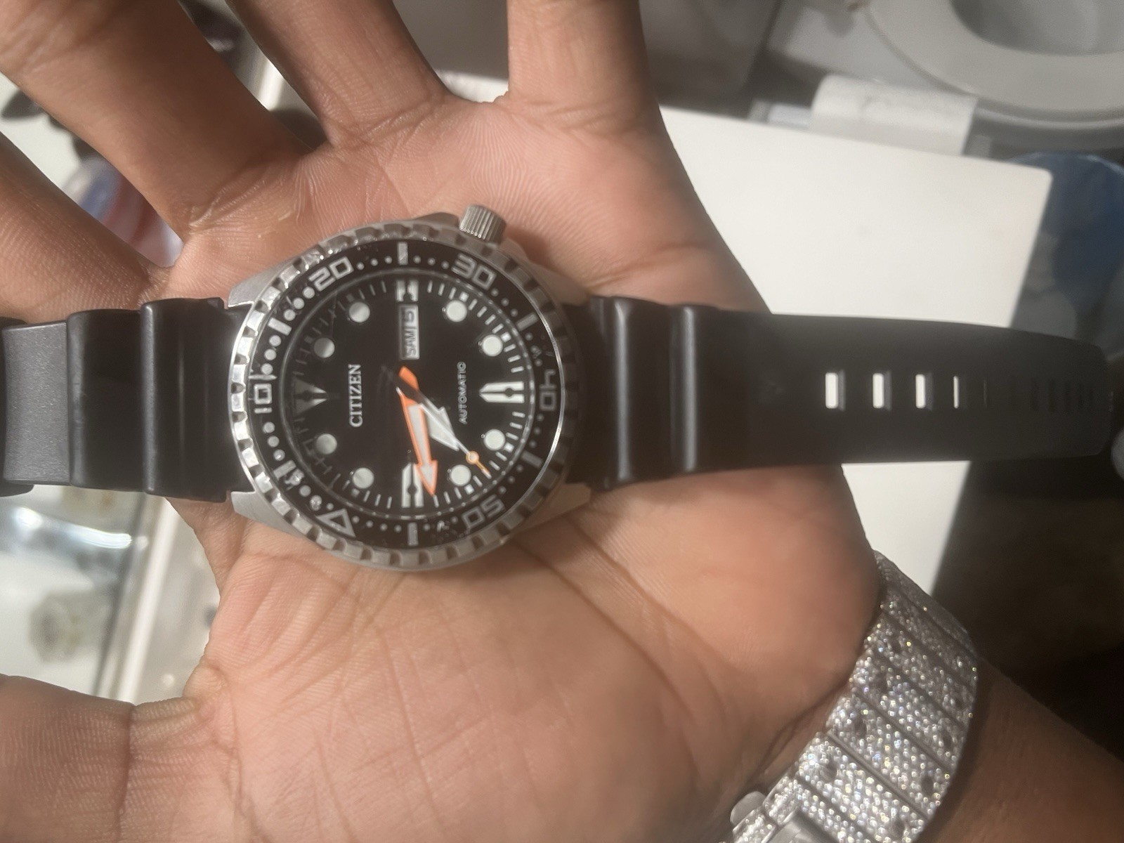 small face citizen automatic black band