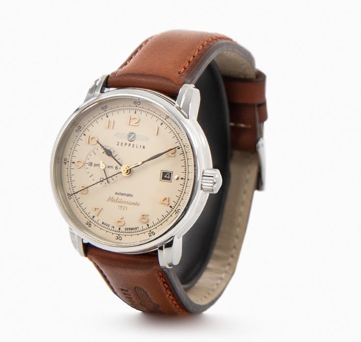Zeppelin Automatic Men’s Watch Beige Dial Leather Band Méditerranée 9668-5