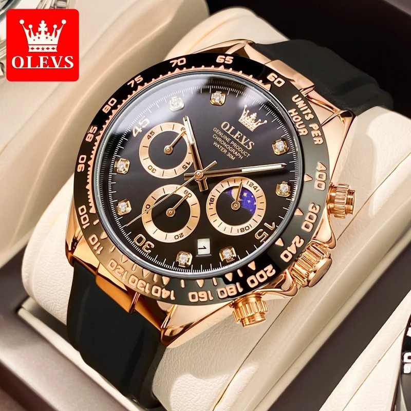 Waterproof Watch OLEVS Quartz Luxury Business Luminous Date Men Men’s Strap
