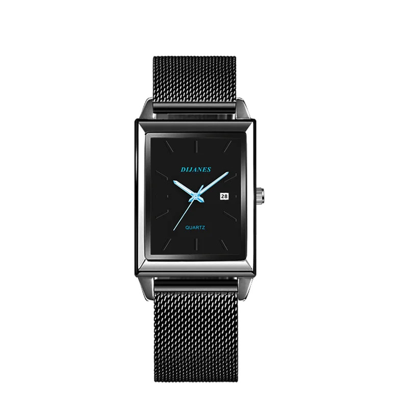 2023 Men’s Rectangle Stainless Steel Mesh Quartz Casual Wrist Watch