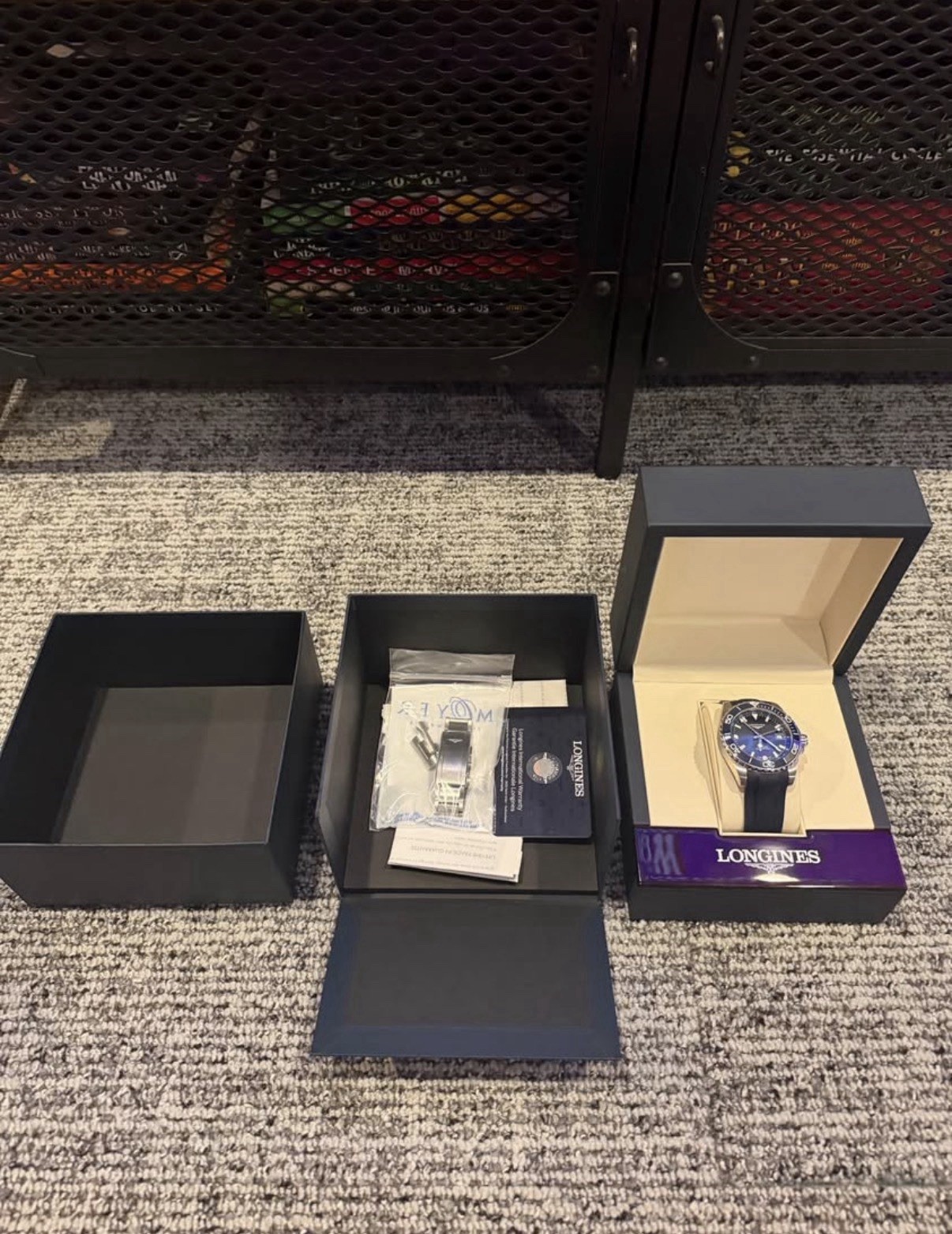 Longines HydroConquest GMT 41mm Blue Dial Auto 300m Blue Rubber Strap Box