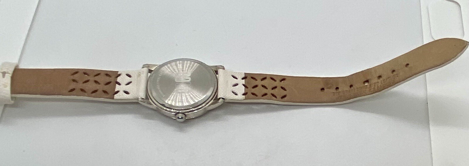 9&CO. Ladies Watch New Battery Installed White Dial Ivory Leather Silver Case