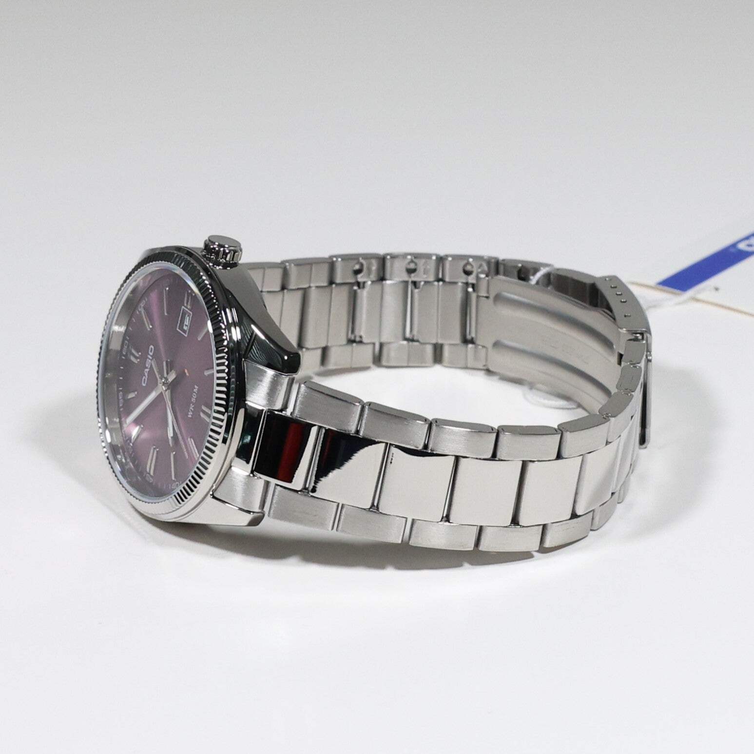Casio Mens Vintage Purple Dial Stainless Steel Watch MTP-1302PD-6AVEF