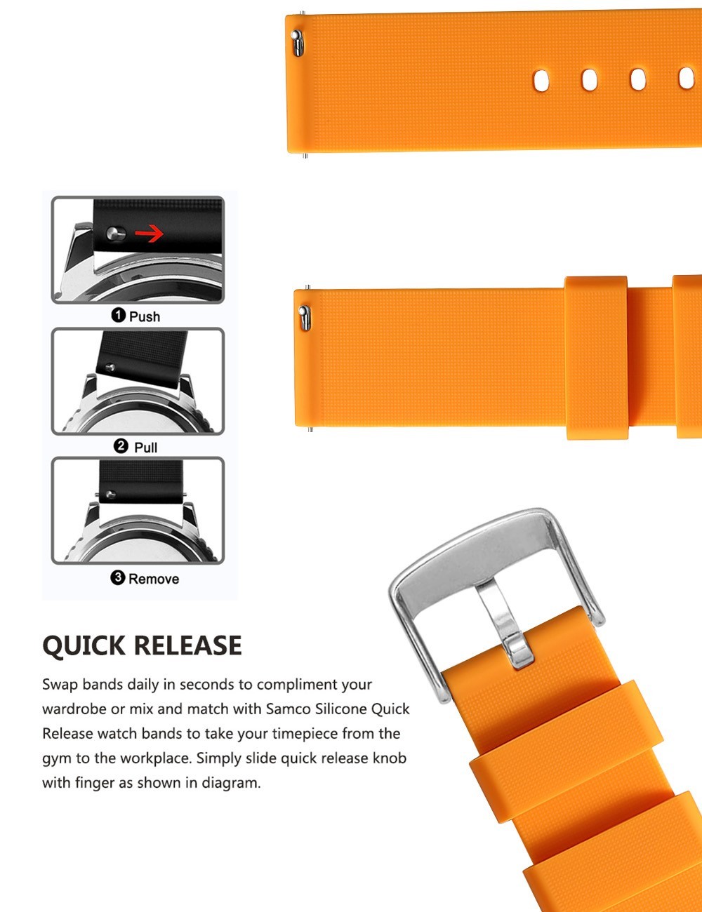 Soft Silicone Rubber Watch Strap /Smart Band 20mm Quick-release Pins – UK Seller