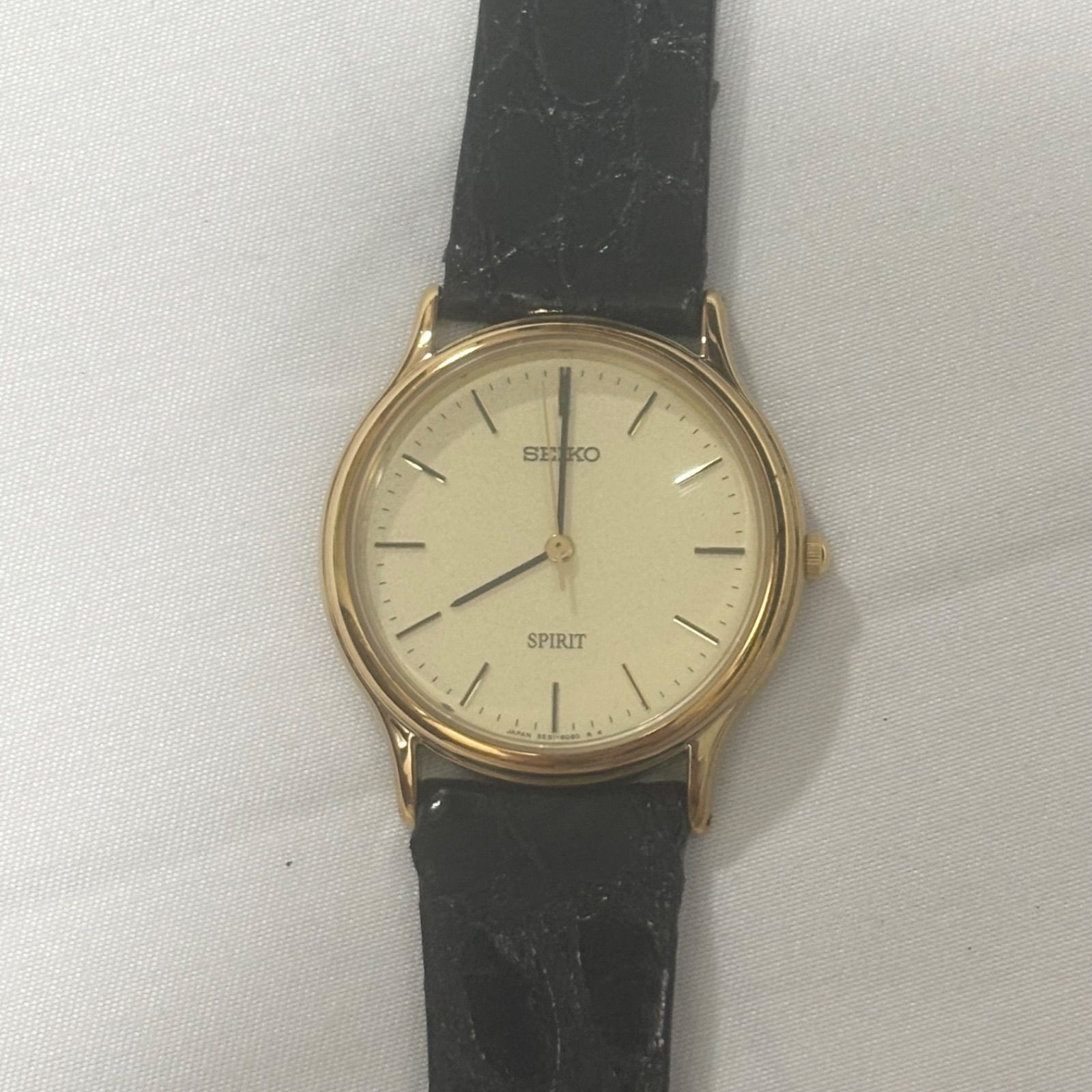 SEIKO SPIRIT 5E31-6040 Ivory Black Quartz Watch Battery Dead