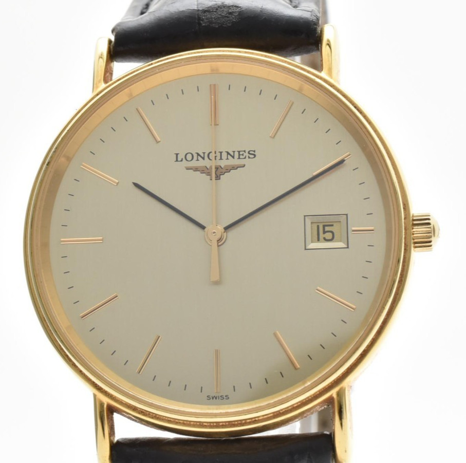 Vintage! [NEAR MINT] Longines Grand Classic L4.720.2 Gold Date Qz Men’s JAPAN