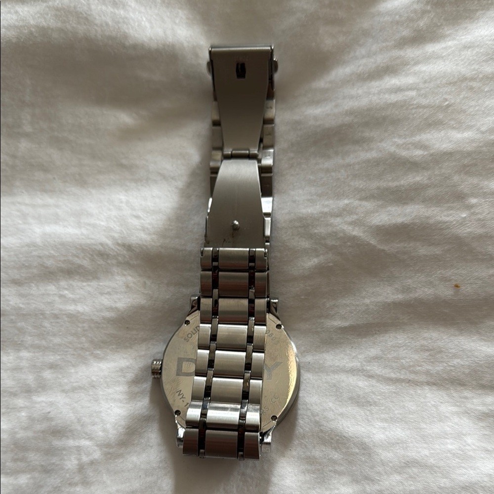 DKNY Silver Tone Watch with White Dial