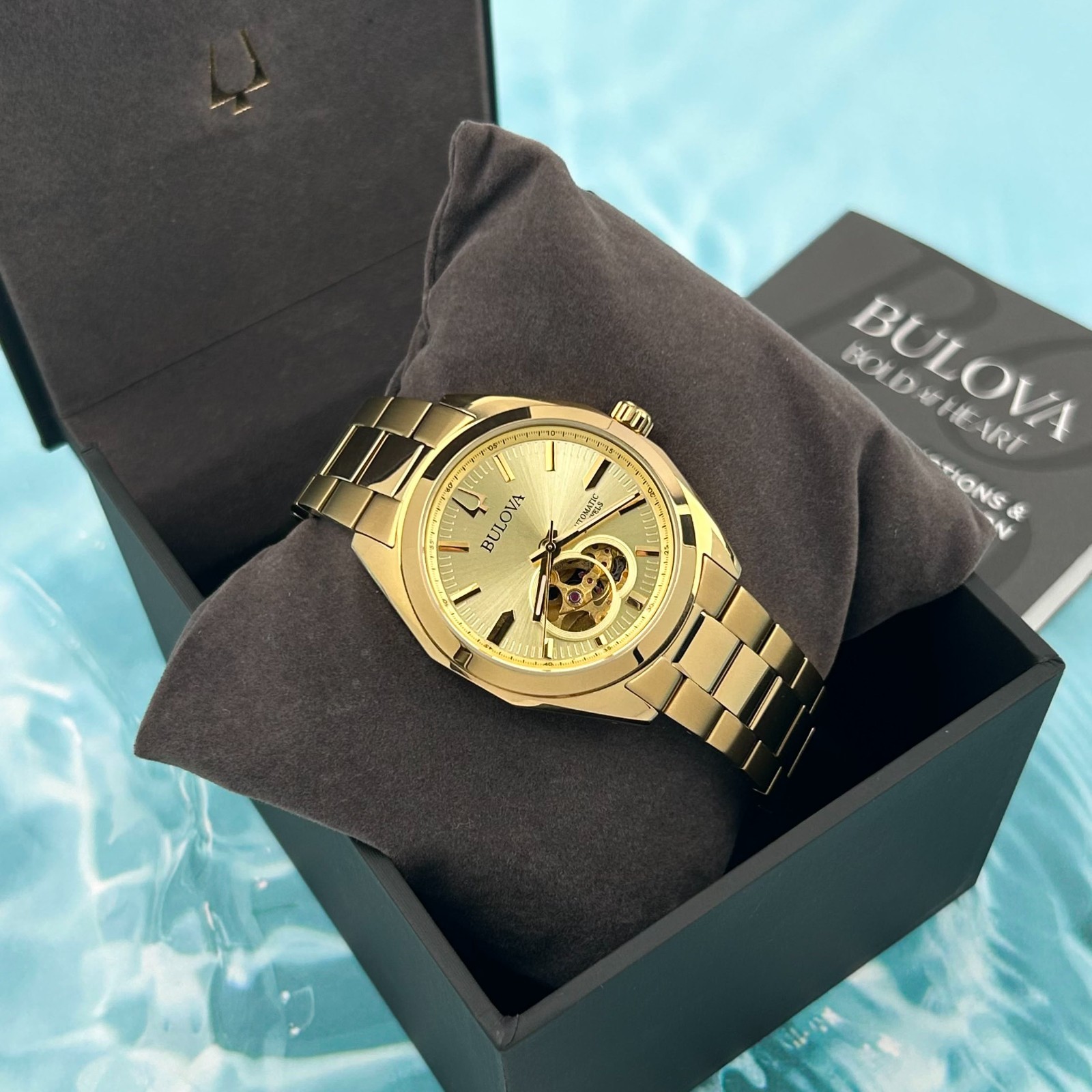 Bulova Men’s 97A182 Surveyor Champagne Dial Gold Automatic Automatic Watch 39MM