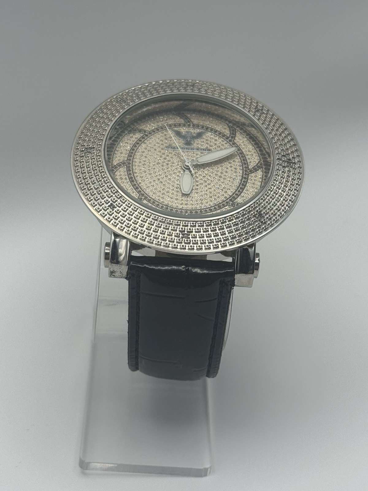 Diamond King DKW-0714 Men’s Iced Out Watch Extra White Band Case New Battery