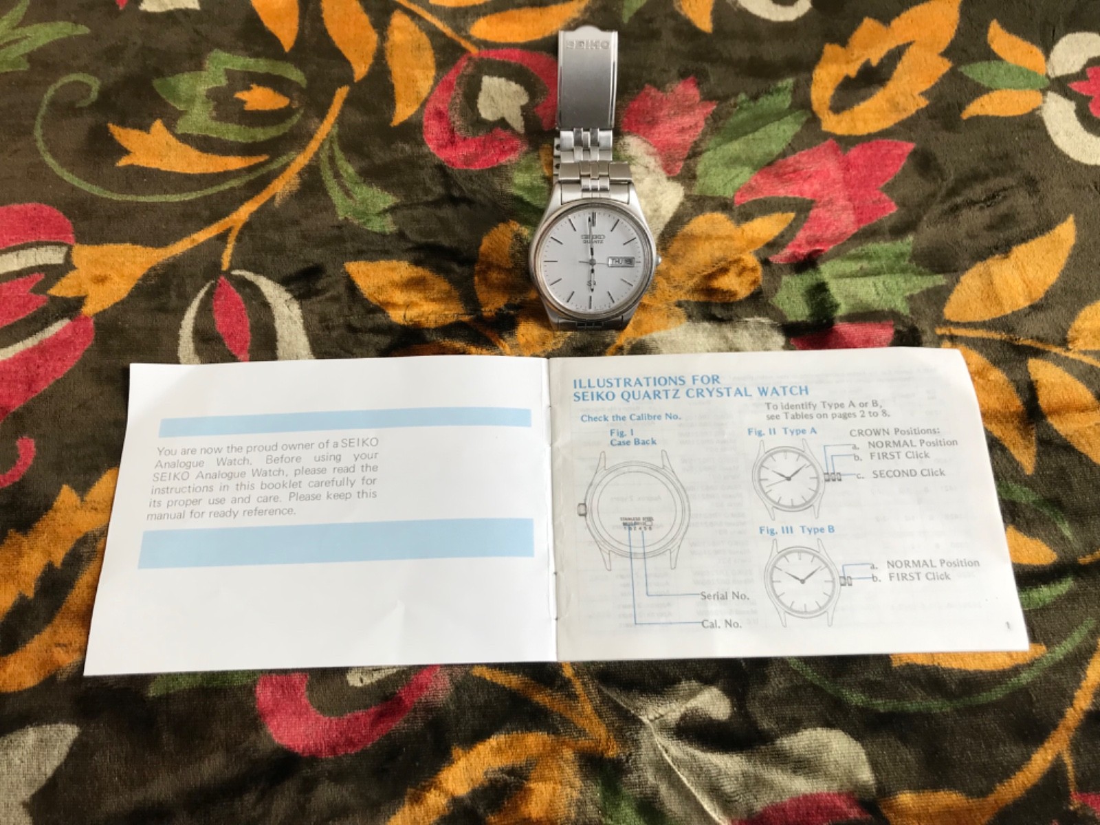 Vintage Seiko SQ 5Y23-8049 Quartz Day-Date Linen Silver Dial