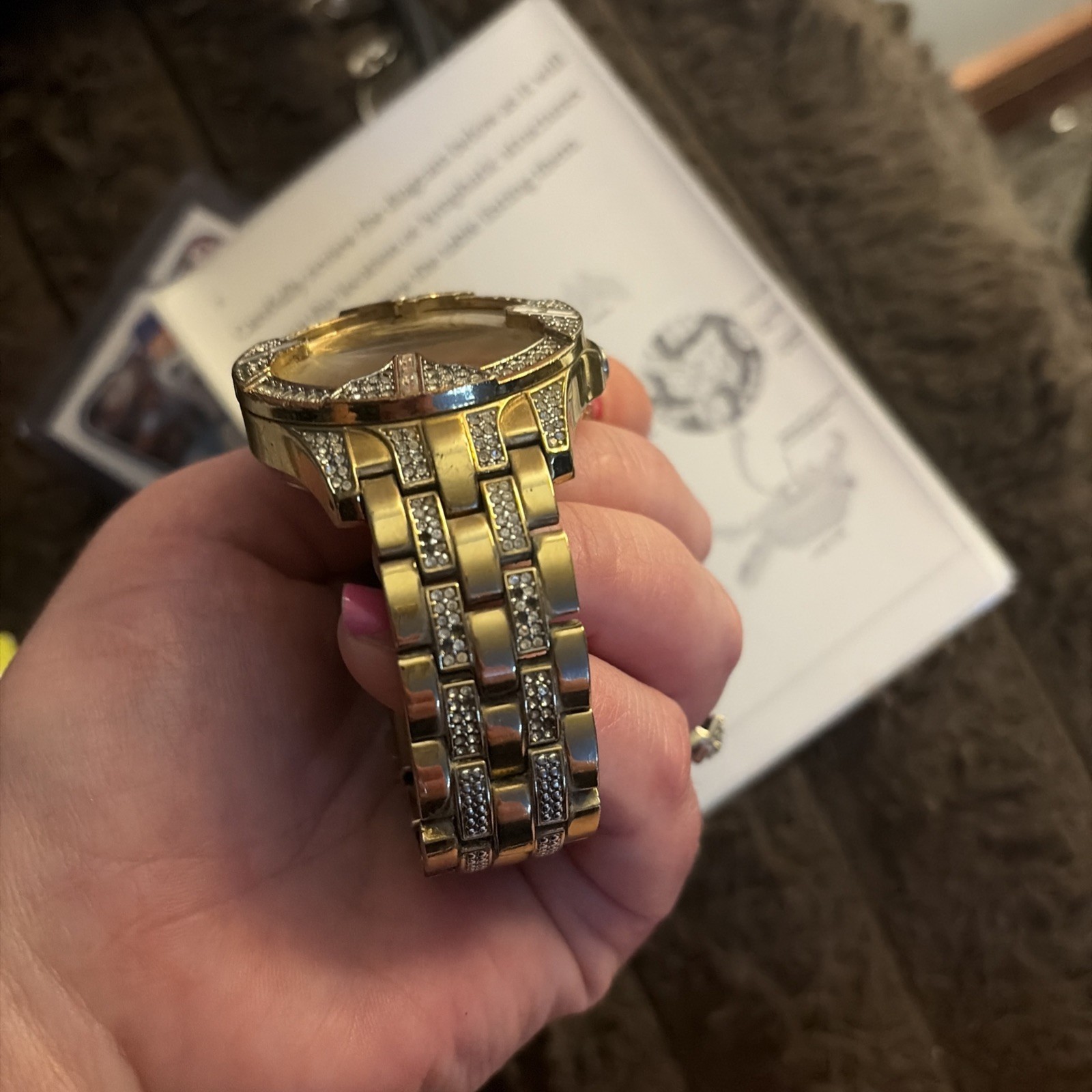Elgin Adult FG9919 Skeleton Dial Crystal Gold Men’s Watch