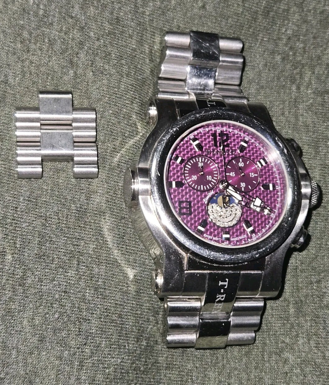 Renato T-REX Moon Phase Limited Edition 1st Year /50 Purple SS Watch RARE w Link