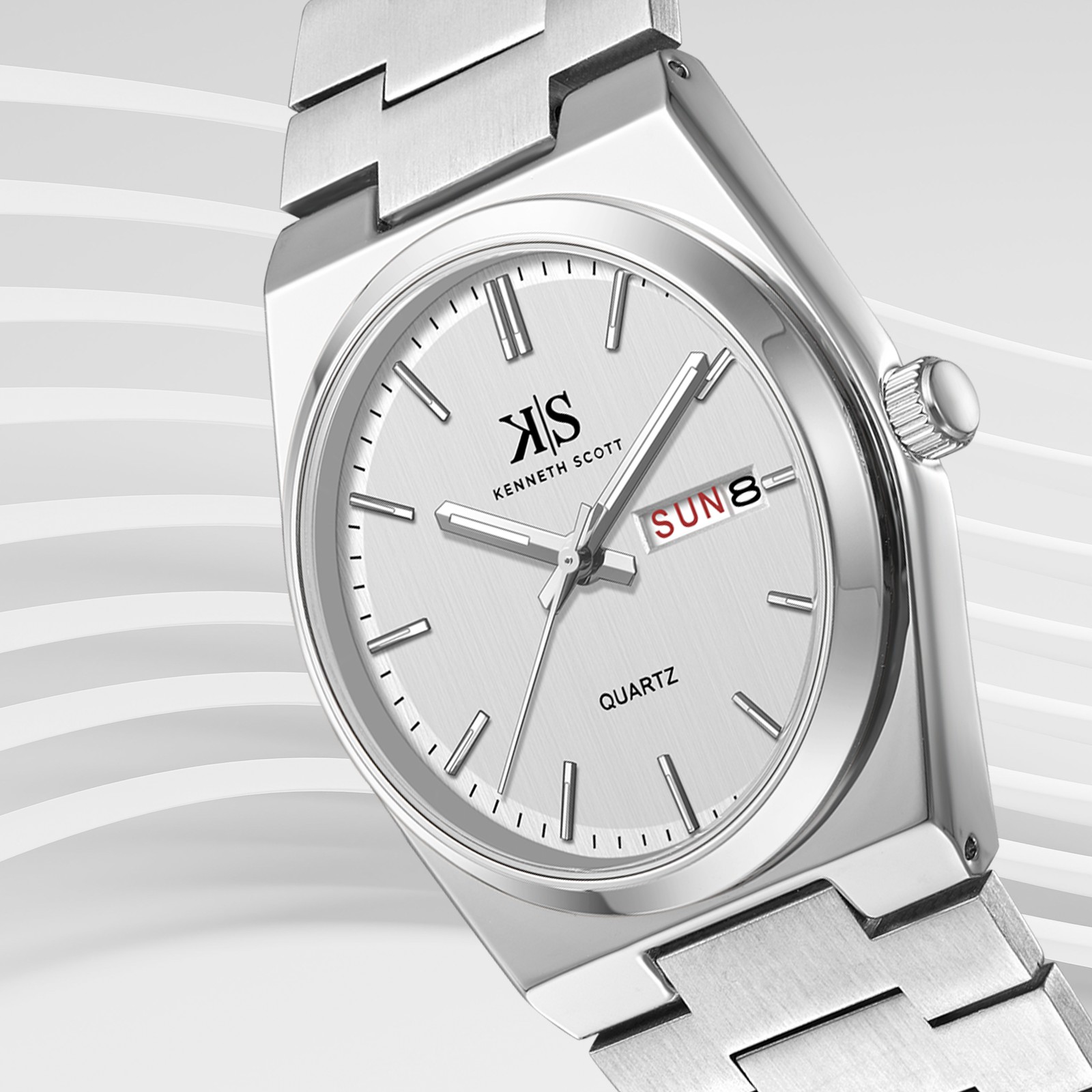 Kenneth Scott Men’s Analog Watch | White Dial, 40mm, 30 m (3 ATM)