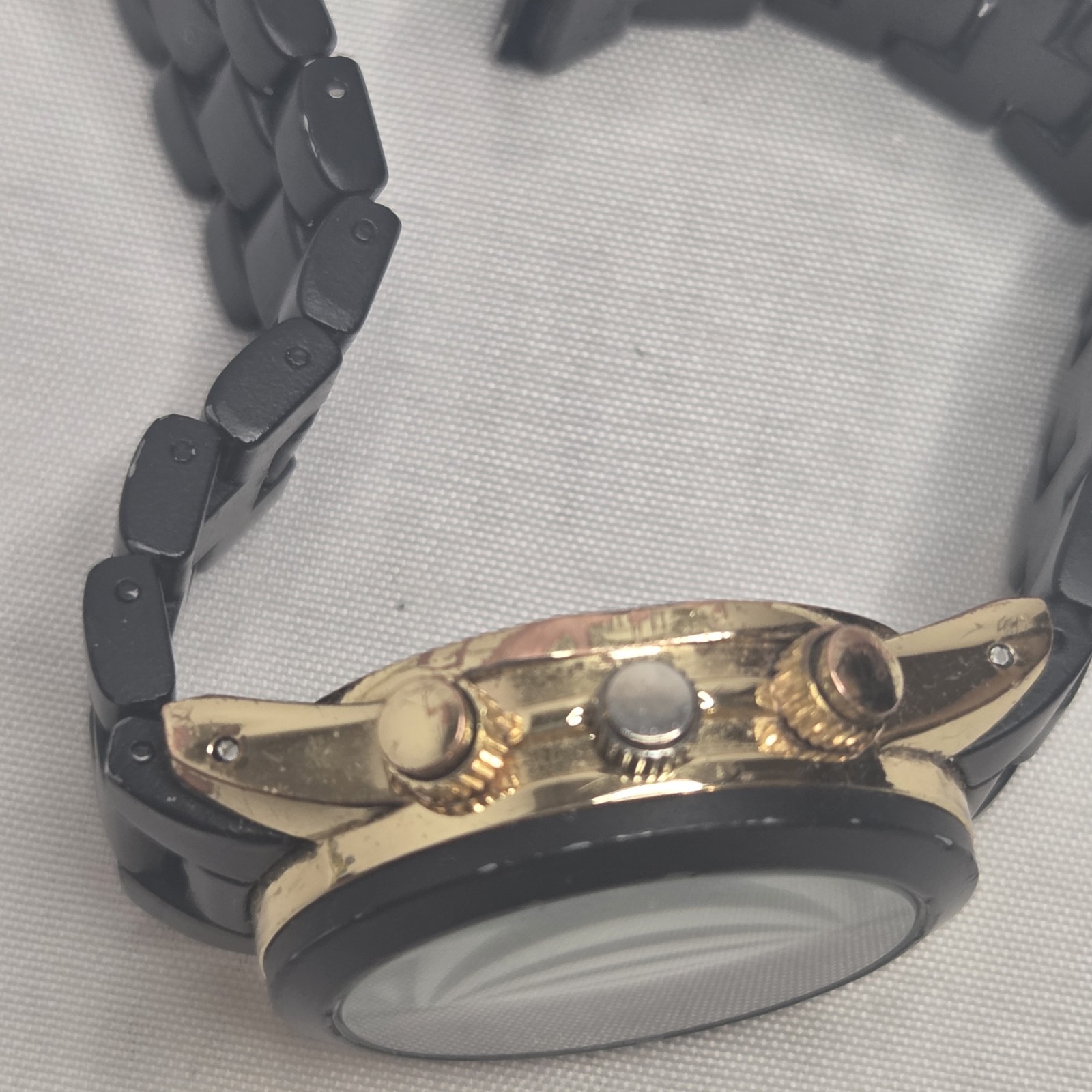 Massini Black & Gold Tone Chronograph Style Quartz Men Wristwatch Sport WORKS