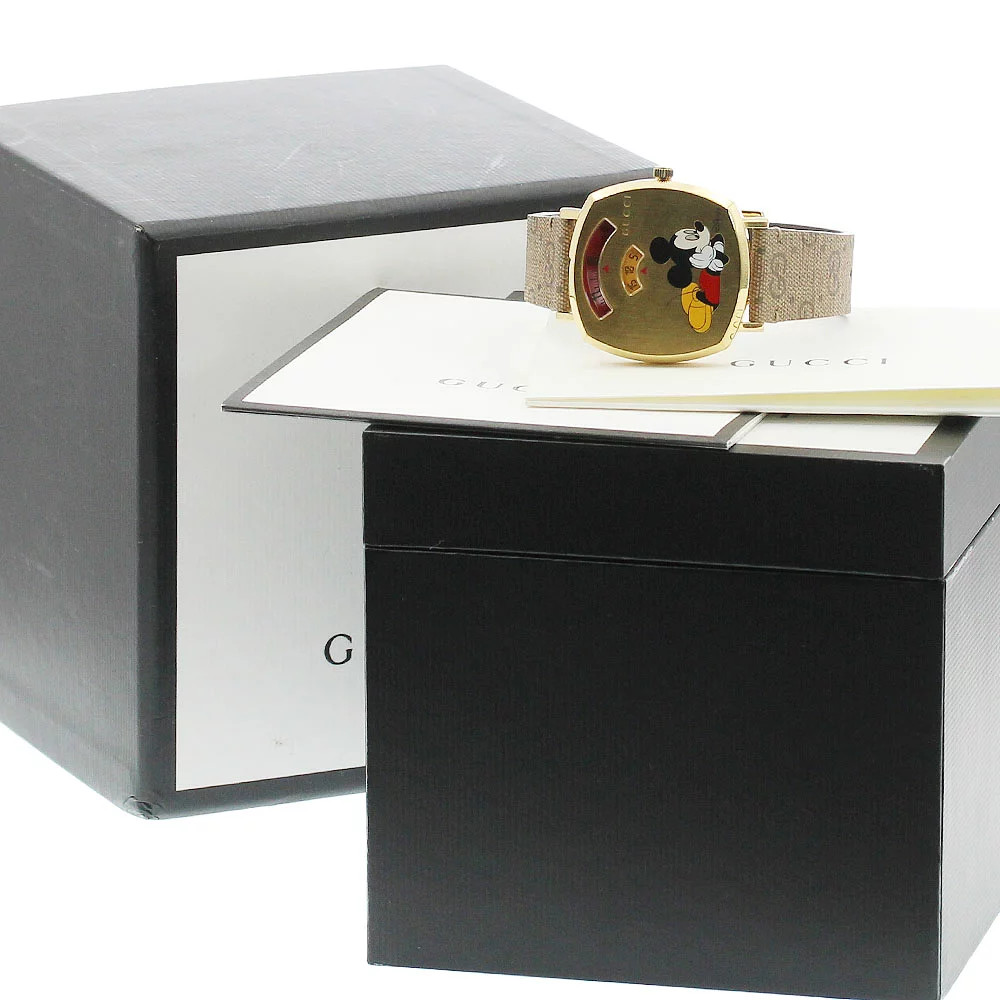 GUCCI Grip Disney Mickey Mouse YA157420 38mm Quartz Unisex Watch Box Papers