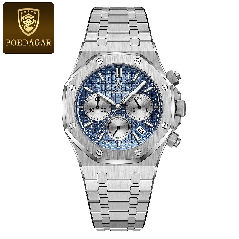 KC POEDAGAR Men Chronograph Quartz Wrist watch Business Luminous with box