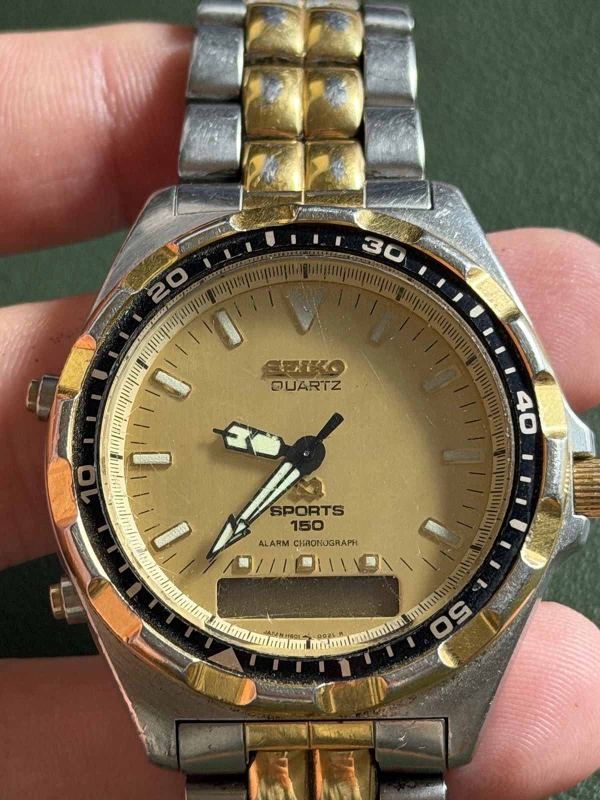 Seiko Sports 150 Quartz Analog-Digital Alarm Chronograph – NEEDS BATTERY