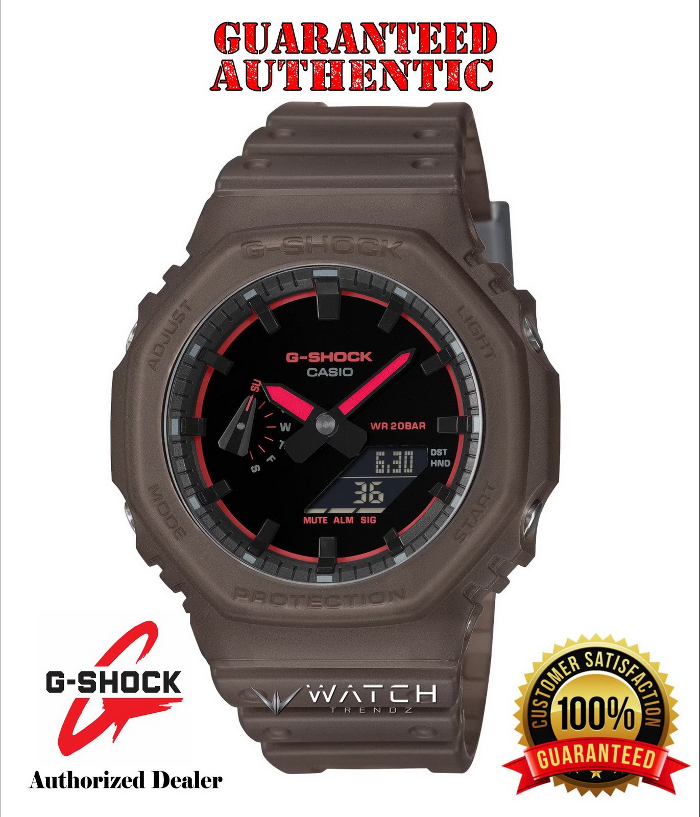 Casio G-Shock GA2100K-5A Smoky Light Analog Digital Brown Watch