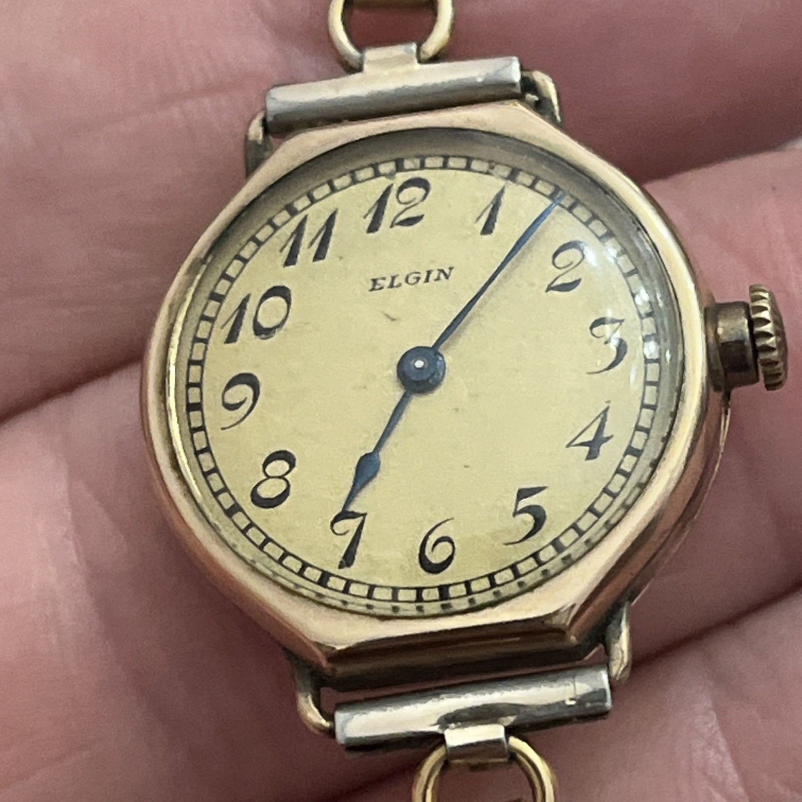 Art Deco 1922 Elgin 10/0s Grade 447 B&B Royal Gold Filled Ladies Wristwatch