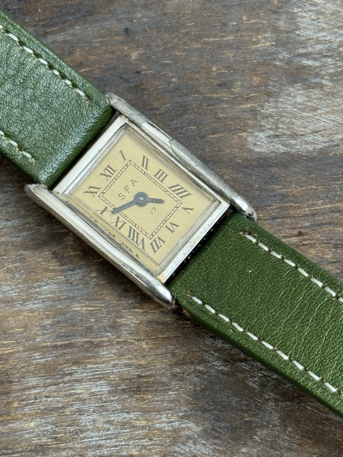 Vintage Silver SFA 17 Jewel Swiss Made Manual Wind Tank Watch Works