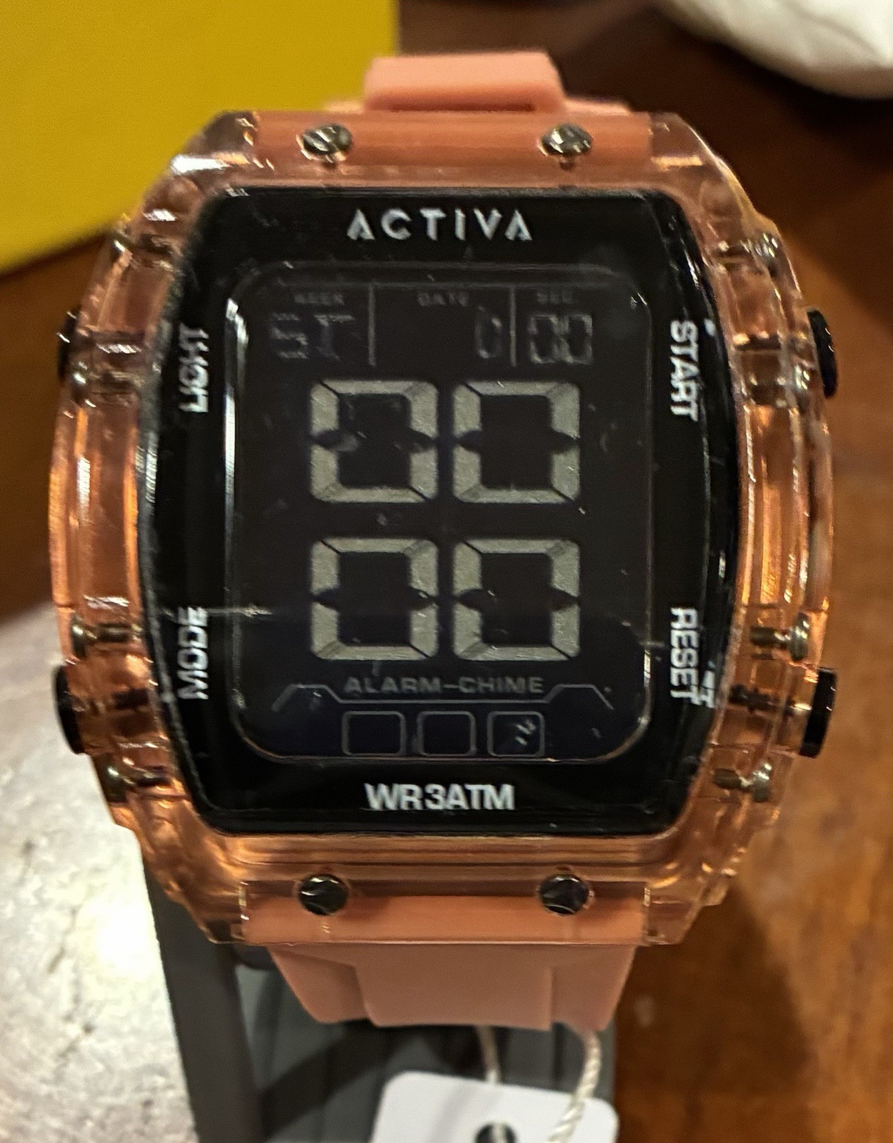 Activa Digital Essentials Men’s Digital Quartz 45mm Pink Silicone Strap 30m