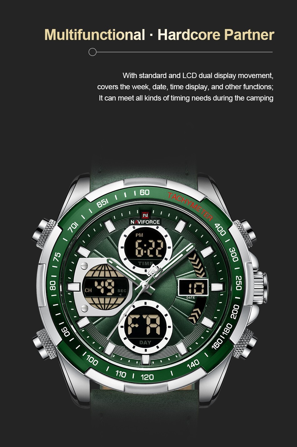 NAVIFORCE Waterproof Men Military Watch Luxury Sports Multifunctional Wristwatch