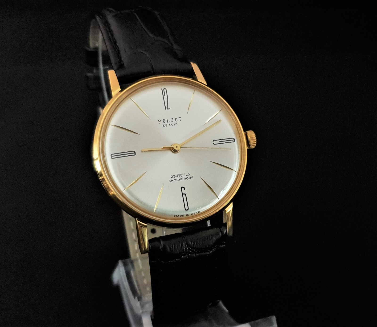 Vintage Watch USSR Poljot De LUXE Ultra SLIM 2209 Soviet Wristwatch