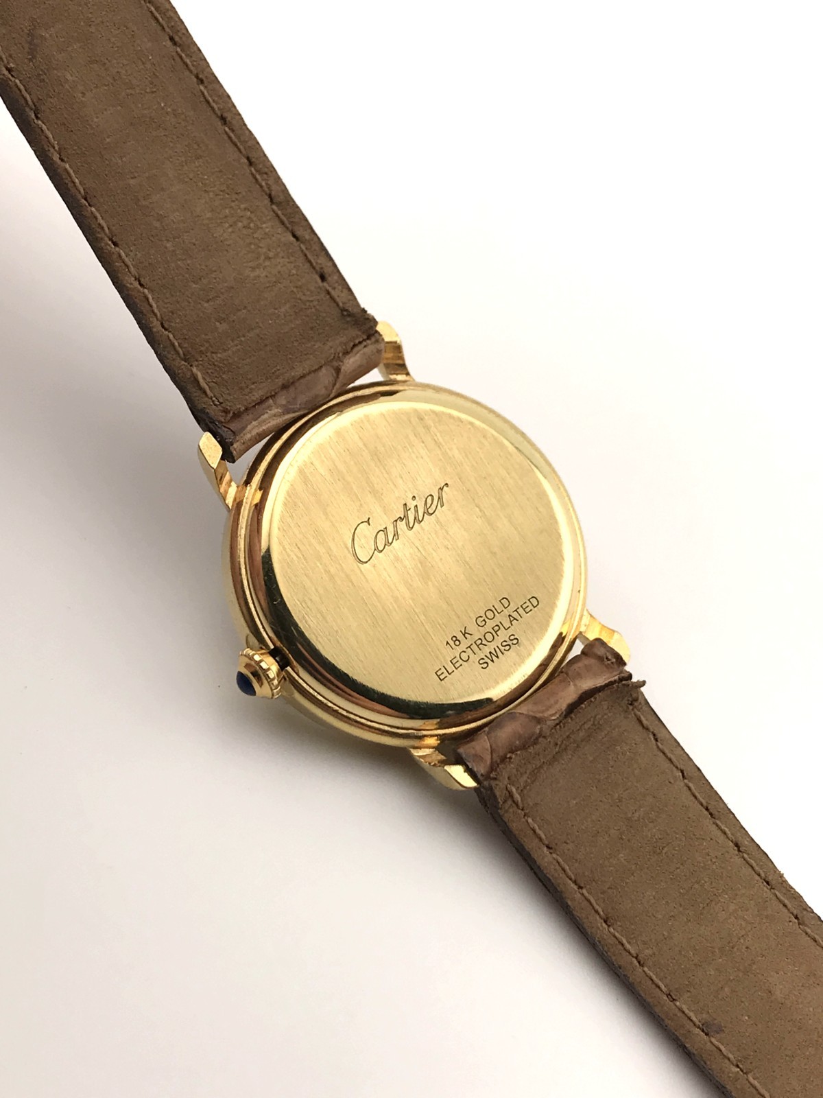 VINTAGE 1978 CARTIER ROUND UNISSEX PRE-MUST 18K ELECTROPLATED 29.5MM- HAND-WIND