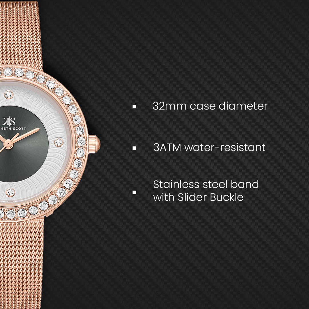 Kenneth Scott Women’s Analog Watch | Multicolor Dial, 32mm, 30 m (3 ATM)