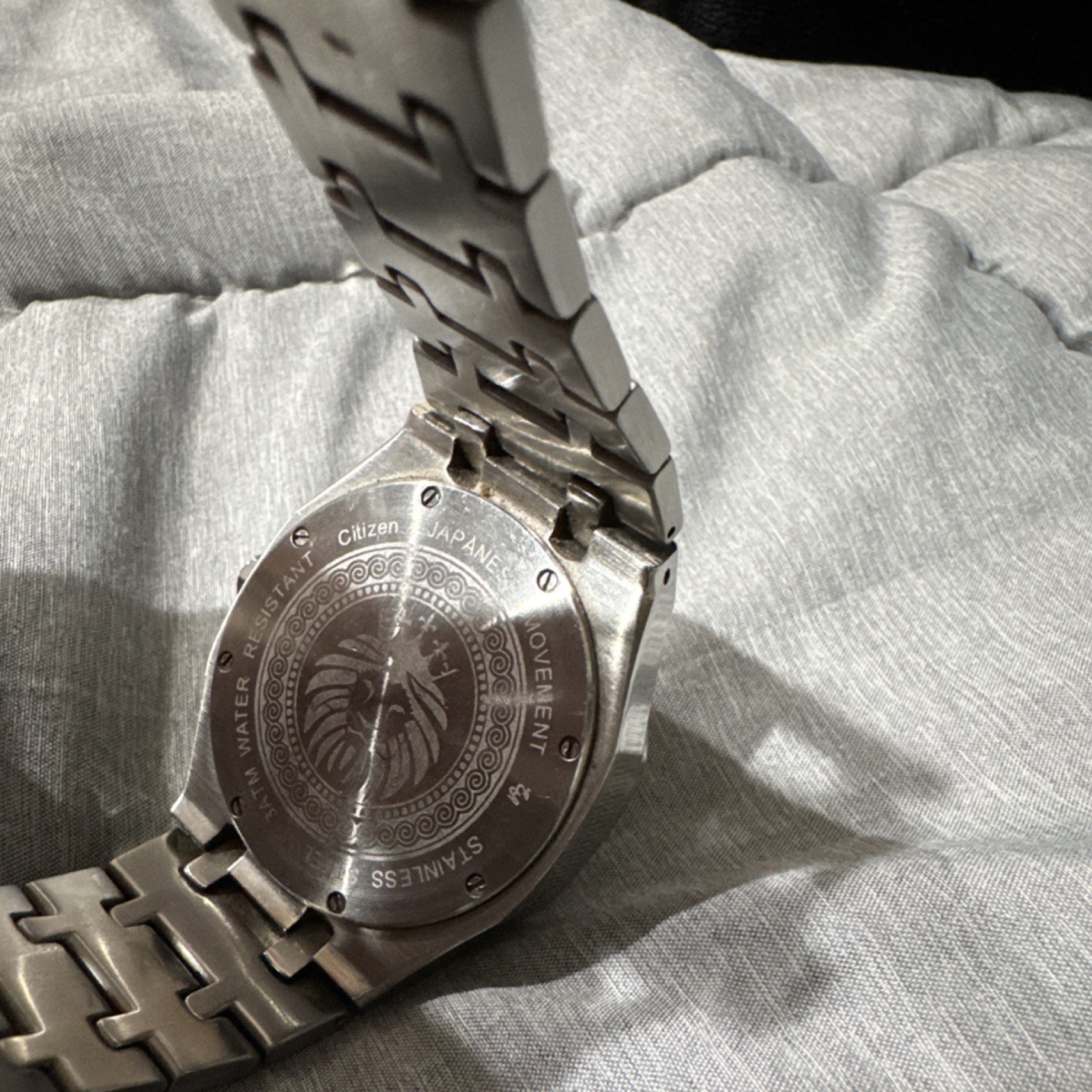 Elico Assoulini Octagon Stainless Steel Wristwatch Black Tapisserie Dial Date
