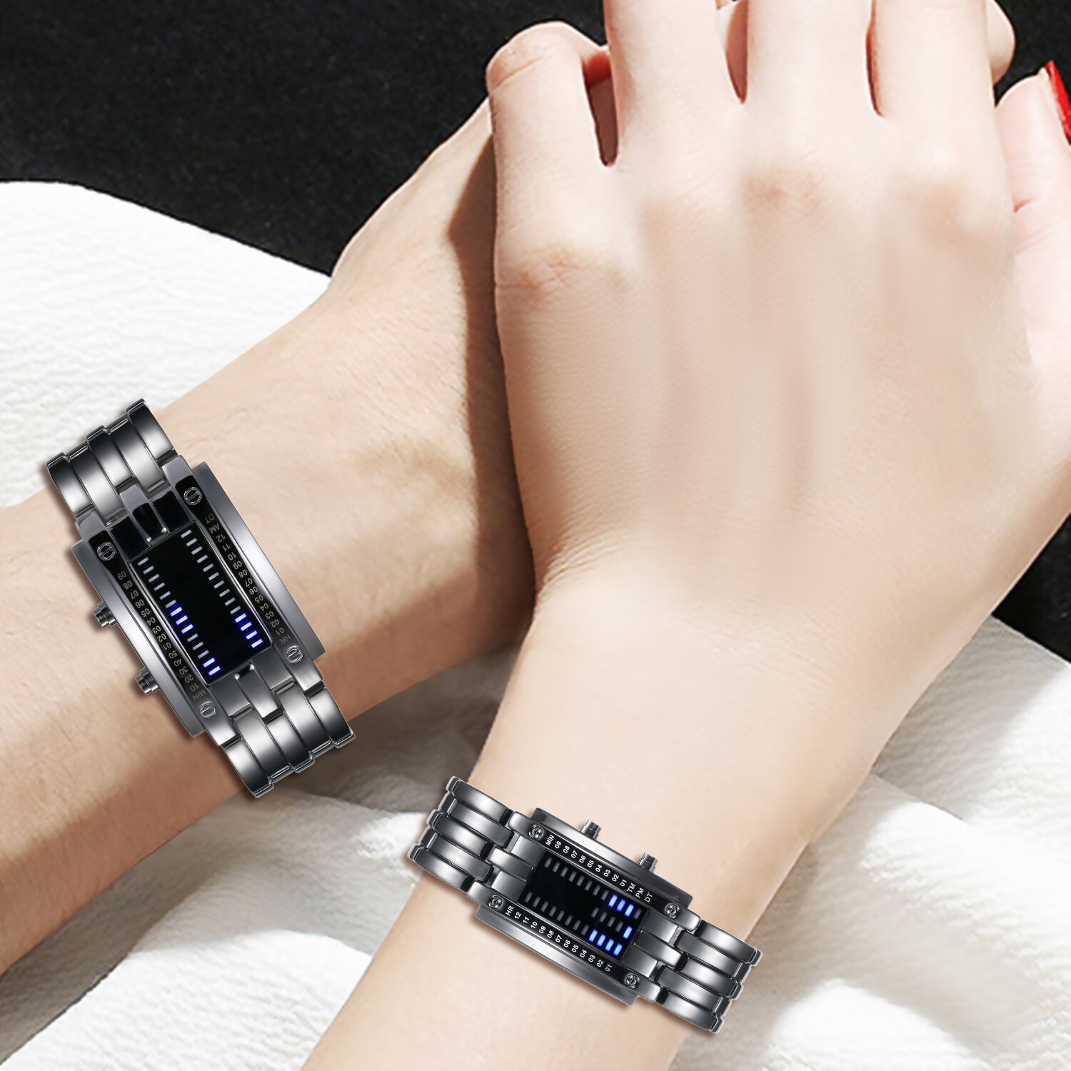 Men’s Women’s Binary Watches Luminous Sport Date Digital LED Couples Wrist Watch