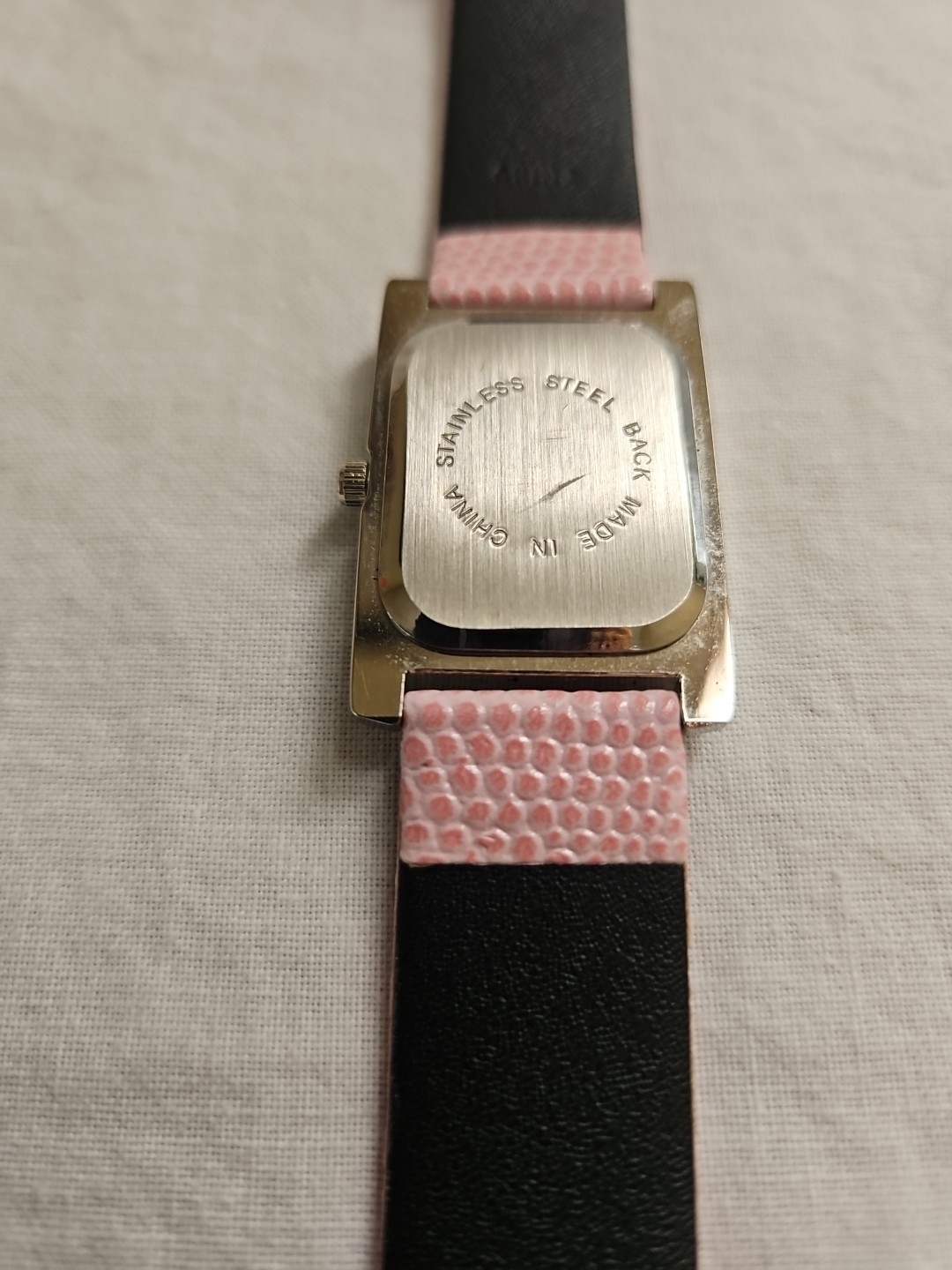 Breast Cancer Awareness Watch Pink Pebble Band Rectangular Face New Battery