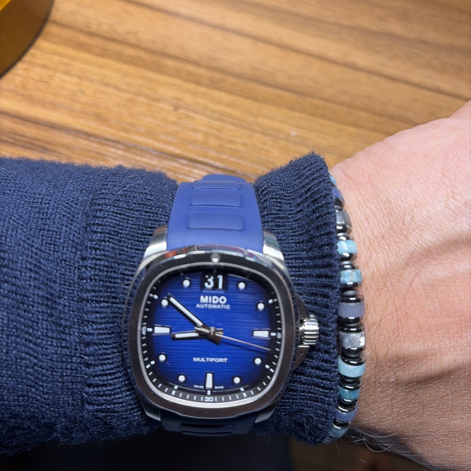 MIDO Multifort 40mm Auto Blue Sunburst Dial Rubber Strap Date 100m Box