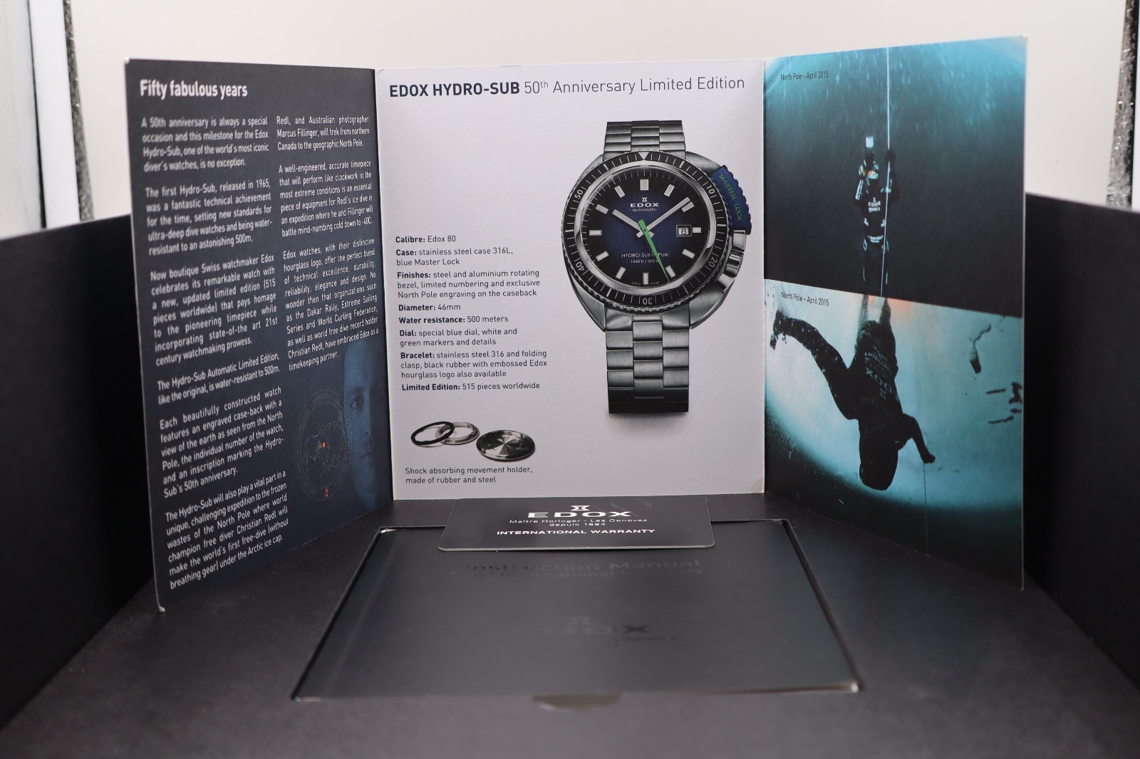 Edox Hydro-Sub North Pole LE 332/515 Automatic 46mm Full Set + Rubber Strap